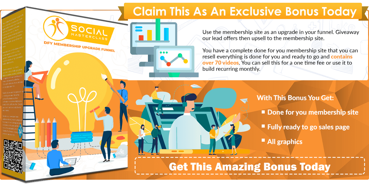 Social Masterclass DFY Membership Upgrade Funnel infographics